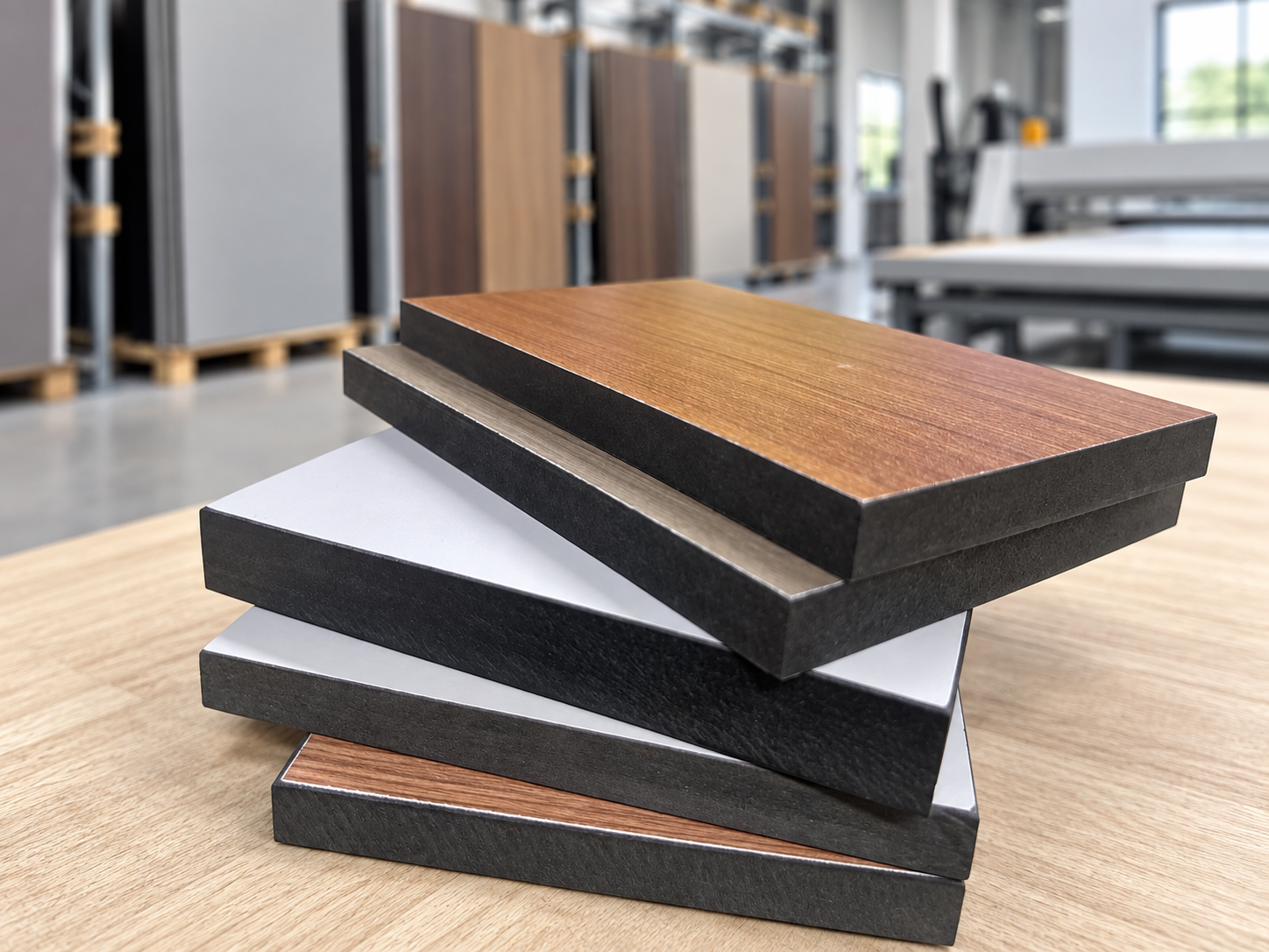 Mẫu tấm Compact HPL lõi đen tại xưởng gia công Thanh Bình Group